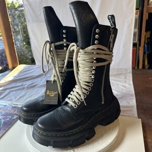 Rick Owens Dr. Martens 1918 DMXL Calf Length Boot Black 31750001 6M/7.5W